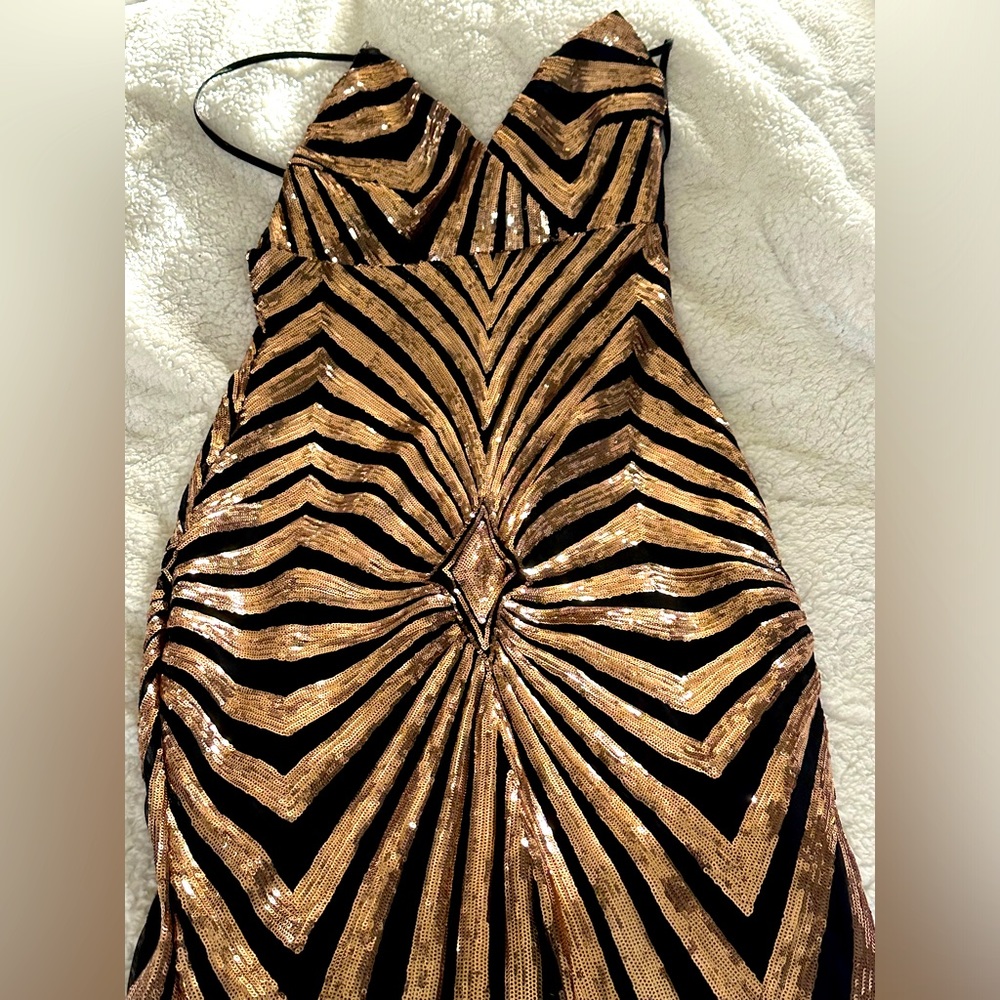 Evening gown black rosegold